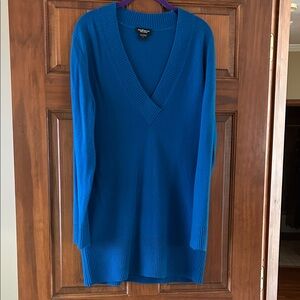 Lord and Taylor Women's Deep Teal Blue V-Neck Cashmere Sweater